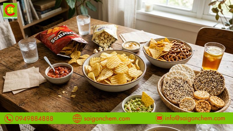 Snack vị tôm đậm đà nhờ sử dụng phụ gia tạo mùi tôm