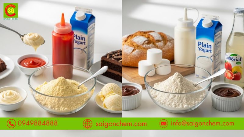 Ứng dụng riêng biệt của xanthan gum và guar gum