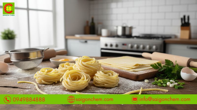 Cơ chế kiềm giúp tăng cấu trúc và độ dai sợi mì