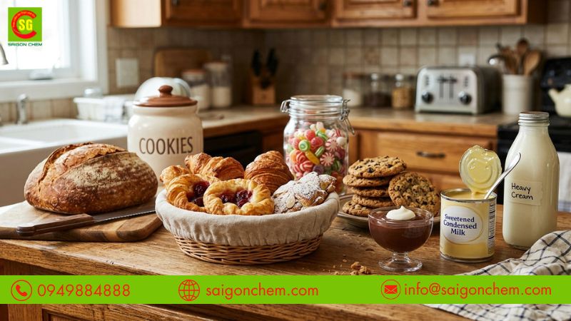 Bánh quy và kẹo sử dụng caramel bột để tạo màu nâu
